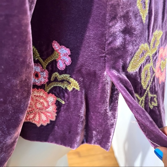 J.Jill Velvet Blazer Jacket Floral Embroidery - Picture 7 of 13